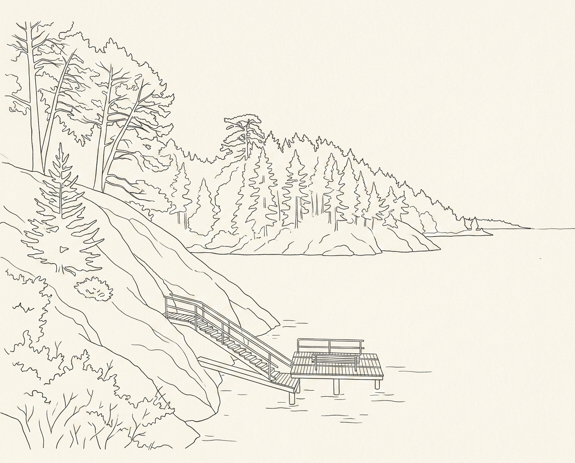 Line drawing version of the same photograph
